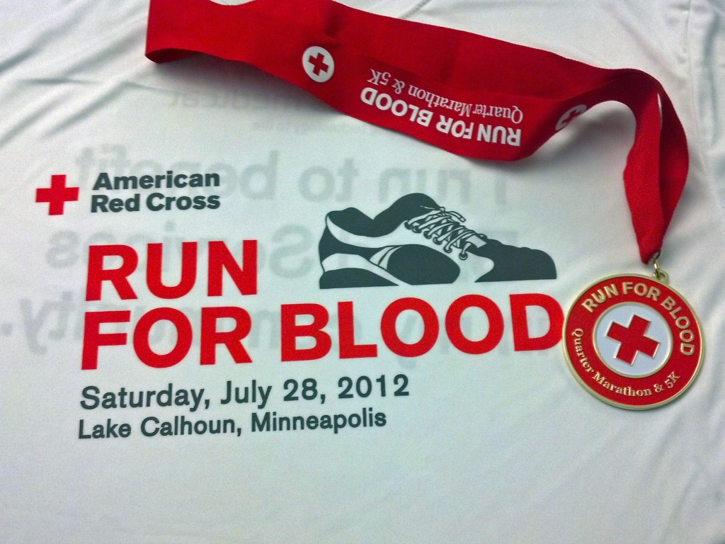 Run For Blood Quarter Marathon shirt and medal